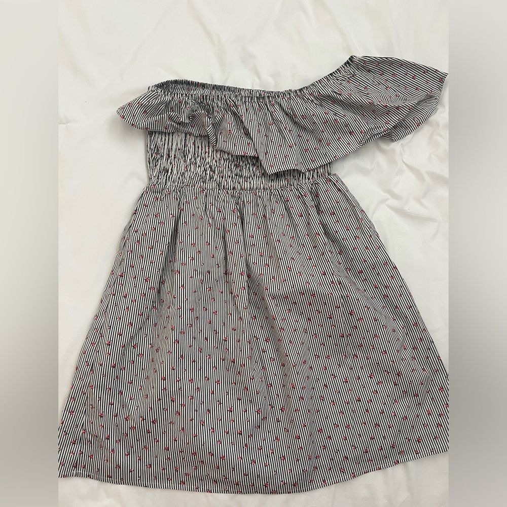 Re:named Size Small Black and White Striped Dress One Shoulder